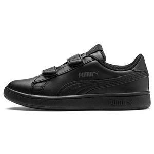 PUMA Boy's All Black Smash V2 Leather Sneakers / New In Box / Size 3 1/2